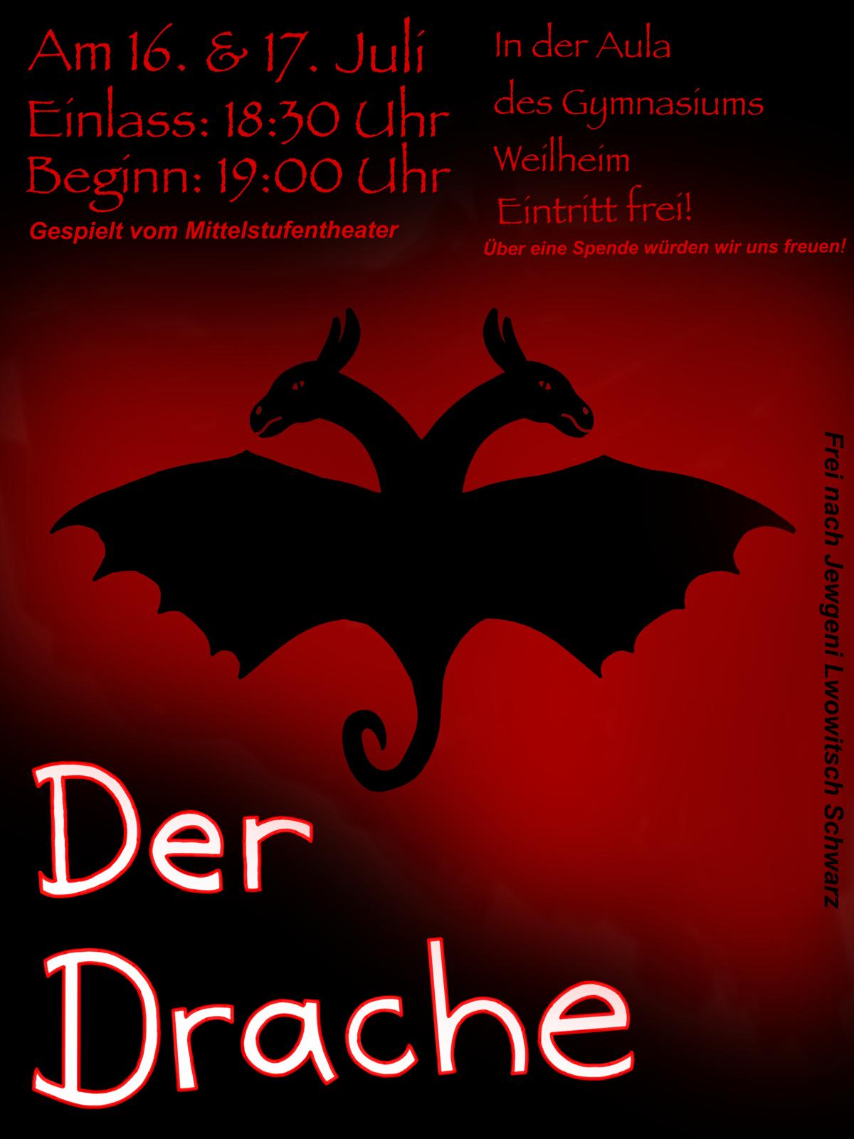Plakat f&uuml;r das Theaterst&uuml;ck &bdquo;Der Drache&ldquo;